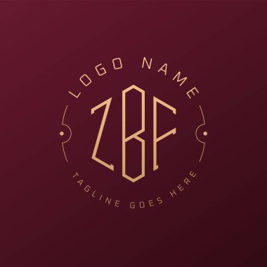 Lüks ZBF Logo Tasarımı, Zarif Harf ZBF Monogram Logosu. Minimalist Çokgen ZBF Logo Tasarım Şablonu