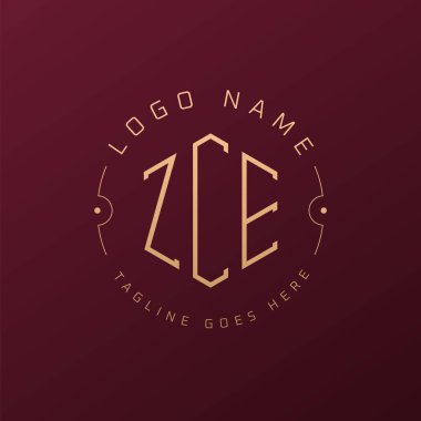 Lüks ZCE Logo Tasarımı, Zarif Harf ZCE Monogram Logosu. Minimalist Çokgen ZCE Logo Tasarım Şablonu