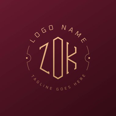 Lüks ZOK Logo Tasarımı, Zarif Harf ZOK Monogram Logosu. Minimalist Çokgen ZOK Logo Tasarım Şablonu