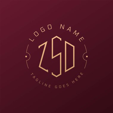 Lüks ZSD Logo Tasarımı, Zarif Harf ZSD Monogram Logosu. Minimalist Çokgen ZSD Logo Tasarım Şablonu