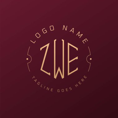 Lüks ZWE Logo Tasarımı, Zarif Harf ZWE Monogram Logosu. Minimalist Çokgen ZWE Logo Tasarım Şablonu