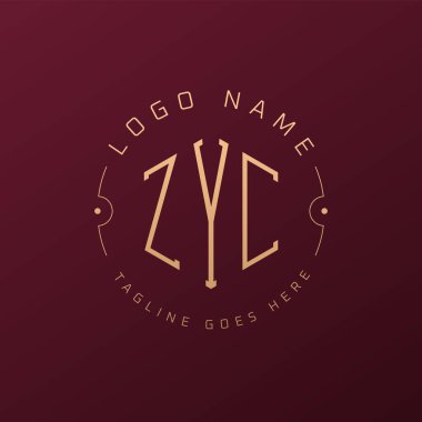 Lüks ZYC Logo Tasarımı, Zarif Harf ZYC Monogram Logosu. Minimalist Çokgen ZYC Logo Tasarım Şablonu