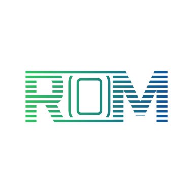 Modern ROM Logo Tasarımı. ROM Minimalist, Profesyonel ve İş Kimliği için Çok Yönlü Markalaştırma Simgesi