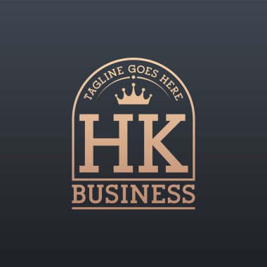 Luxury HK Logo with Crown. Elegant Letter HK Business Logo clipart