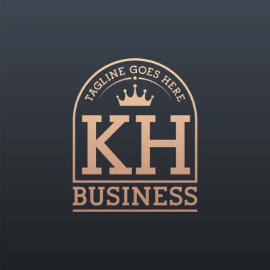 Luxury KH Logo with Crown. Elegant Letter KH Business Logo clipart