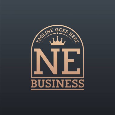 Luxury NE Logo with Crown. Elegant Letter NE Business Logo clipart