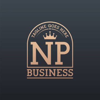 Luxury NP Logo with Crown. Elegant Letter NP Business Logo clipart