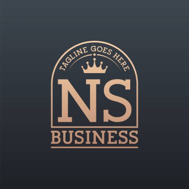 Luxury NS Logo with Crown. Elegant Letter NS Business Logo clipart