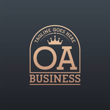 Luxury OA Logo with Crown. Elegant Letter OA Business Logo clipart