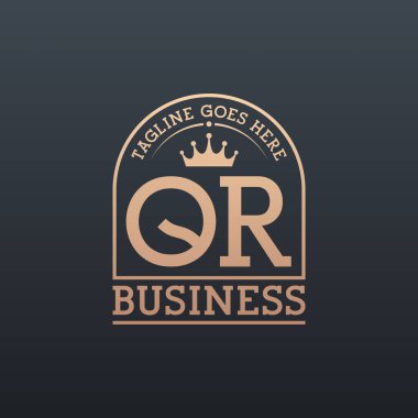 Luxury QR Logo with Crown. Elegant Letter QR Business Logo clipart