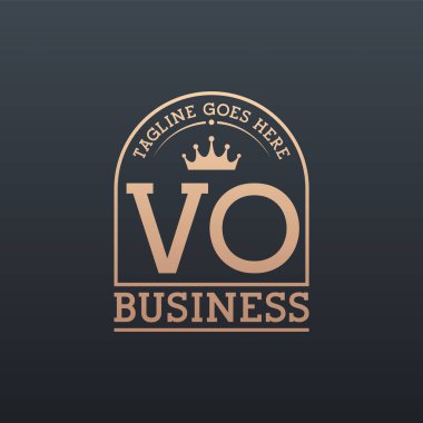 Crown 'lu lüks VO logosu. Zarif Harf VO İş Logosu