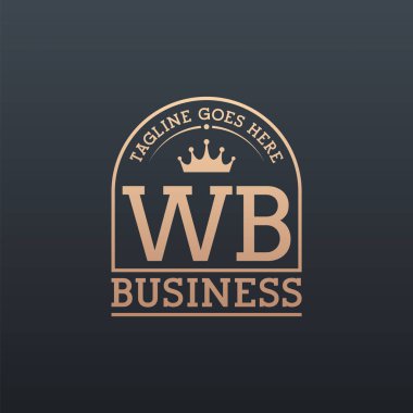 Luxury WB Logo with Crown. Elegant Letter WB Business Logo clipart