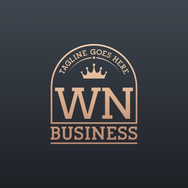 Luxury WN Logo with Crown. Elegant Letter WN Business Logo clipart