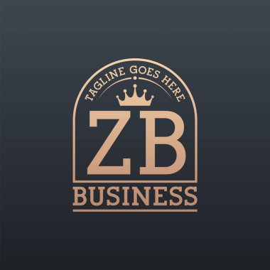 Crown 'lu lüks ZB logosu. Zarif Harf ZB İş Logosu