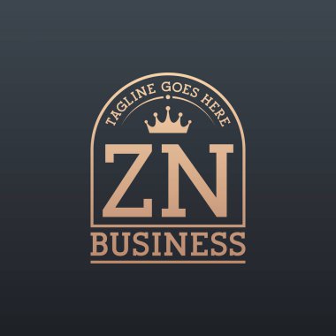 Luxury ZN Logo with Crown. Elegant Letter ZN Business Logo clipart