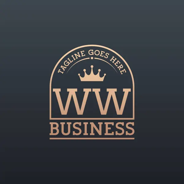 Crown 'lu lüks WW Logosu. Zarif Harf WW İş Logosu