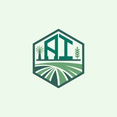 Modern Tarım AI Logosu Tasarımı. Harf Al Farm Logosu ve Çevre dostu markalar için Alan Simgesi. AI Sürdürülebilir Tarım Amblemi
