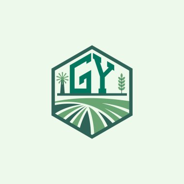 Modern Tarım GY Logosu Tasarımı. Harf GY Çiftlik Logosu ve Çevre dostu markalar için Alan Simgesi. GY Sürdürülebilir Tarım Amblemi
