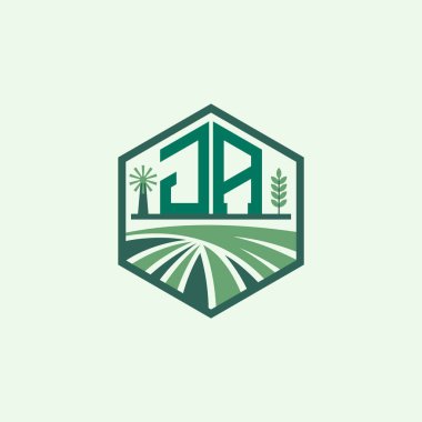 Modern Agricultural JA Logo Design. Letter JA Farm Logo and Field Icon for Eco-Friendly Branding. JA Sustainable Agriculture Emblem clipart