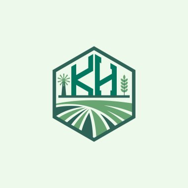 Modern Agricultural KH Logo Design. Letter KH Farm Logo and Field Icon for Eco-Friendly Branding. KH Sustainable Agriculture Emblem clipart