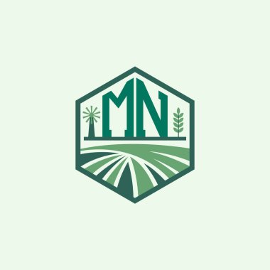 Modern Agricultural MN Logo Design. Letter MN Farm Logo and Field Icon for Eco-Friendly Branding. MN Sustainable Agriculture Emblem clipart