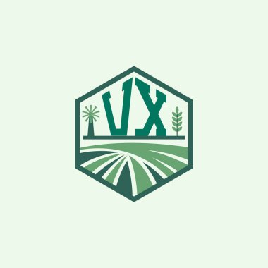 Modern Agricultural VX Logo Design. Letter VX Farm Logo and Field Icon for Eco-Friendly Branding. VX Sustainable Agriculture Emblem clipart