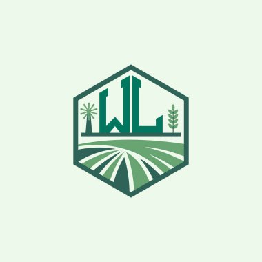 Modern Agricultural WL Logo Design. Letter WL Farm Logo and Field Icon for Eco-Friendly Branding. WL Sustainable Agriculture Emblem clipart