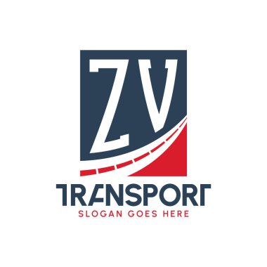 Harf ZV Nakliye Logosu Tasarımı. Modern ZV Karayolu Teslimat, Ulaştırma Şirketi ve Filo İşletmeleri Logosu