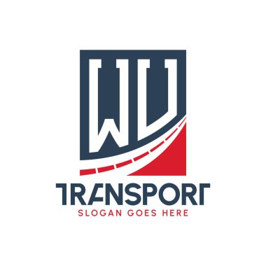 Mektup WU Nakliye Logosu Tasarımı. Modern WU Kargo, Ulaştırma Şirketi ve Donanma İşletmeleri Logosu