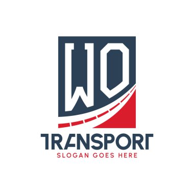 Harf WO Taşımacılık Logosu Tasarımı. Modern WO Karayolu Teslimat Logosu, Ulaştırma Şirketi ve Filo İşletmeleri