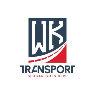 Harf WK Nakliye Logosu Tasarımı. Modern WK Karayolu Teslimat Logosu, Ulaştırma Şirketi ve Filo İşletmeleri