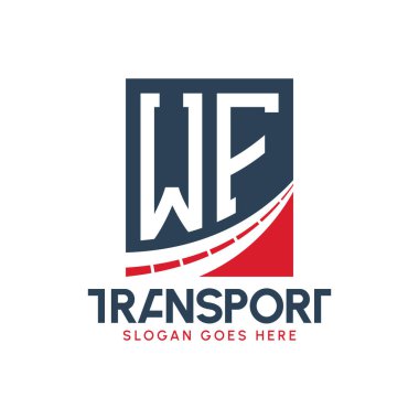 Harf WF Nakliye Logosu Tasarımı. Modern WF Karayolu Teslimat Logosu, Ulaştırma Şirketi ve Filo İşletmeleri