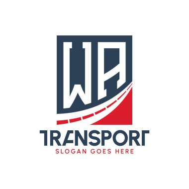 Mektup WA Nakliye Logosu Tasarımı. Modern WA Karayolu Teslimat Logosu, Nakliye Şirketi ve Filo İşletmeleri