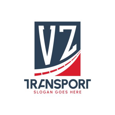 Harf VZ Nakliye Logosu Tasarımı. Modern VZ Karayolu Teslimat, Ulaştırma Şirketi ve Filo İşletmeleri Logosu
