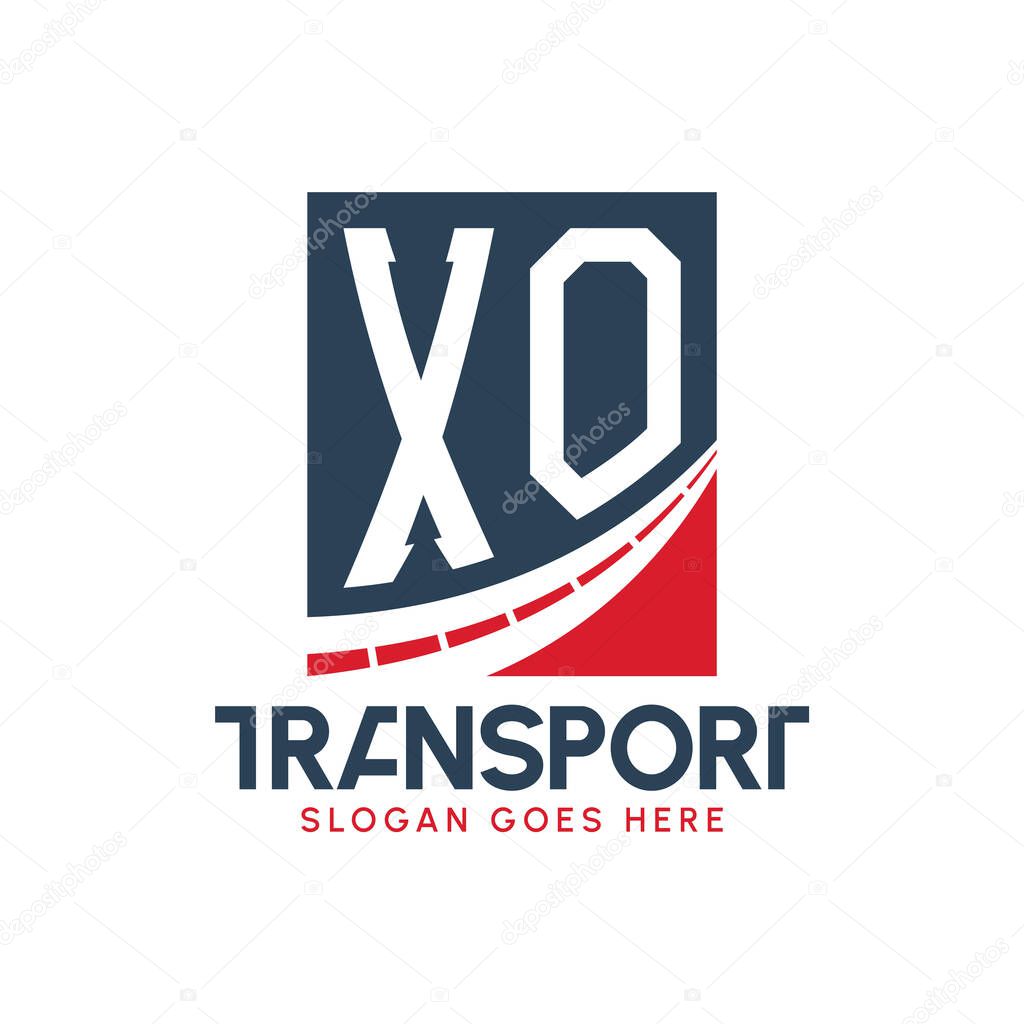 Letter XO Transport Logo Design. Modern XO Road Logo for Delivery, Transport Company and Fleet Business