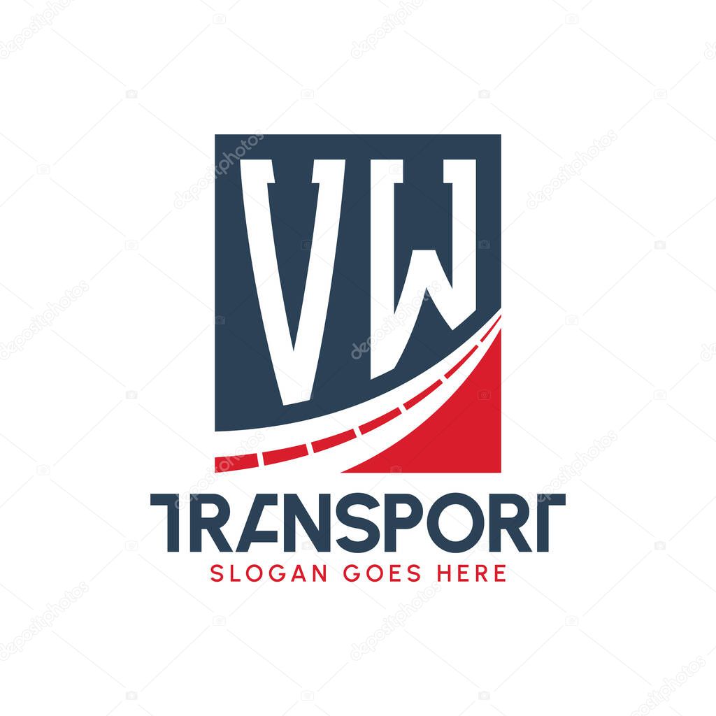 Letter VW Transport Logo Design. Modern VW Road Logo for Delivery, Transport Company and Fleet Business