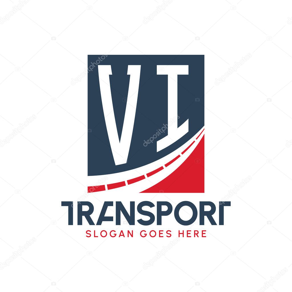 Letter VI Transport Logo Design. Modern VI Road Logo for Delivery, Transport Company and Fleet Business