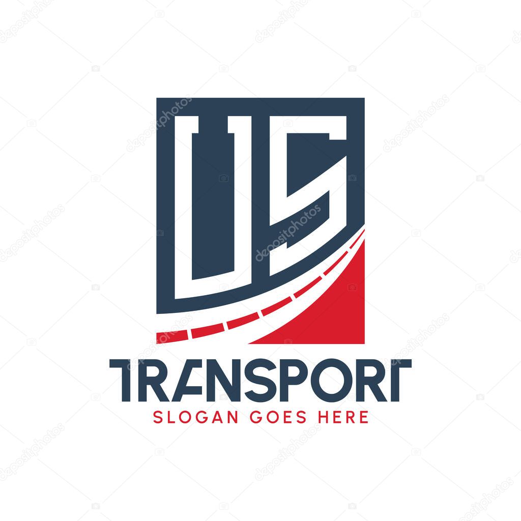 Letter US Transport Logo Design. Modern US Road Logo for Delivery, Transport Company and Fleet Business