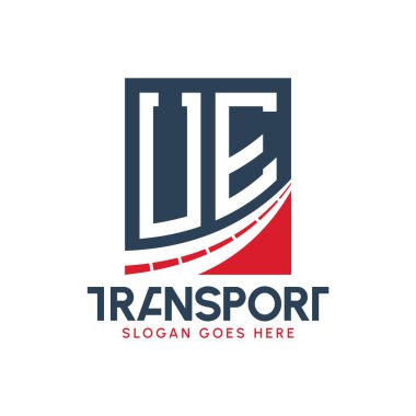 Harf UE Taşıma Logosu Tasarımı. Modern UE Kargo Logosu, Ulaştırma Şirketi ve Filo İşletmeleri