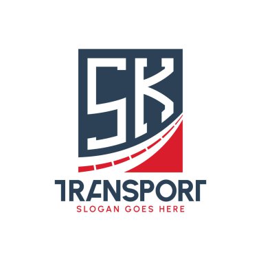 Harf SK Nakliye Logosu Tasarımı. Modern SK Karayolu Teslimat, Ulaştırma Şirketi ve Filo İşletmeleri Logosu