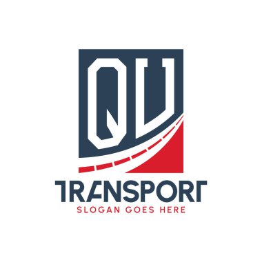 Mektup QU Nakliye Logosu Tasarımı. Modern QU Karayolu Teslimat, Ulaştırma Şirketi ve Filo İşletmeleri Logosu