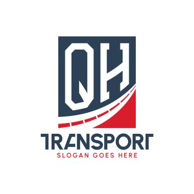 Harf QH Nakliye Logosu Tasarımı. Modern QH Karayolu Teslimat Logosu, Ulaştırma Şirketi ve Filo İşletmeleri