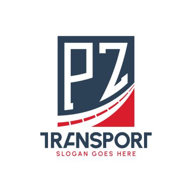 Harf PZ Nakliye Logosu Tasarımı. Modern PZ Karayolu Teslimat, Ulaştırma Şirketi ve Filo İşletmeleri Logosu