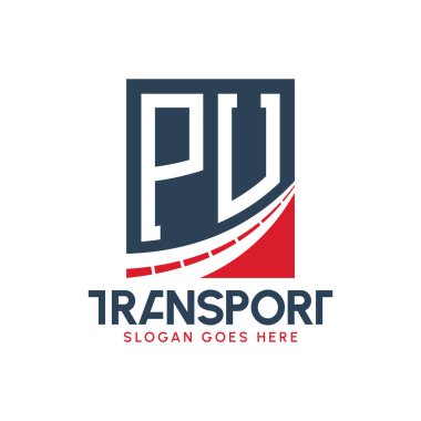 Harf PU Nakliye Logosu Tasarımı. Modern PU Kargo Logosu, Ulaştırma Şirketi ve Filo İşletmeleri