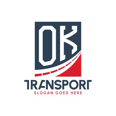 Harf OK Nakliye Logosu Tasarımı. Modern OK Road Teslimat Logosu, Ulaştırma Şirketi ve Filo İşletmeleri