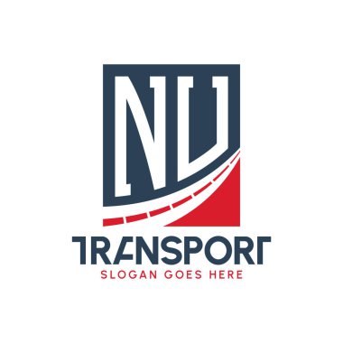 Harf NU Nakliye Logosu Tasarımı. Modern NU Kargo Logosu, Ulaştırma Şirketi ve Filo İşletmeleri