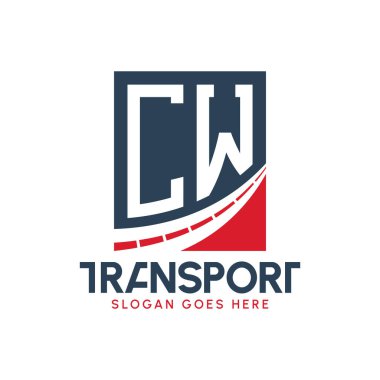 Harf CW Nakliye Logosu Tasarımı. Modern CW Karayolu Teslimat Logosu, Ulaştırma Şirketi ve Filo İşletmeleri