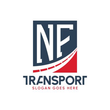 Harf NF Nakliye Logosu Tasarımı. Modern NF Karayolu Teslimat, Ulaştırma Şirketi ve Filo İşletmeleri Logosu