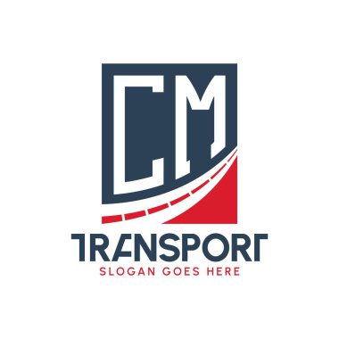 Harf CM Nakliye Logosu Tasarımı. Modern CM Karayolu Teslimat, Nakliye Şirketi ve Filo İşletmeleri Logosu