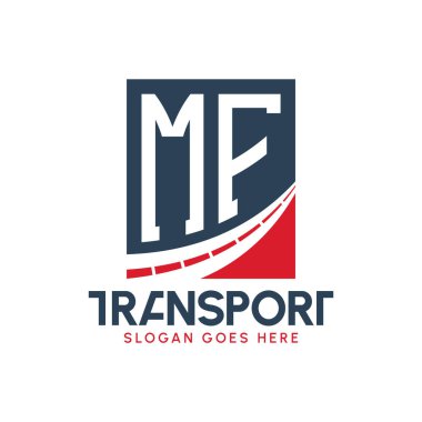 Harf MF Nakliye Logosu Tasarımı. Modern MF Karayolu Teslimat, Ulaştırma Şirketi ve Filo İşletmeleri Logosu
